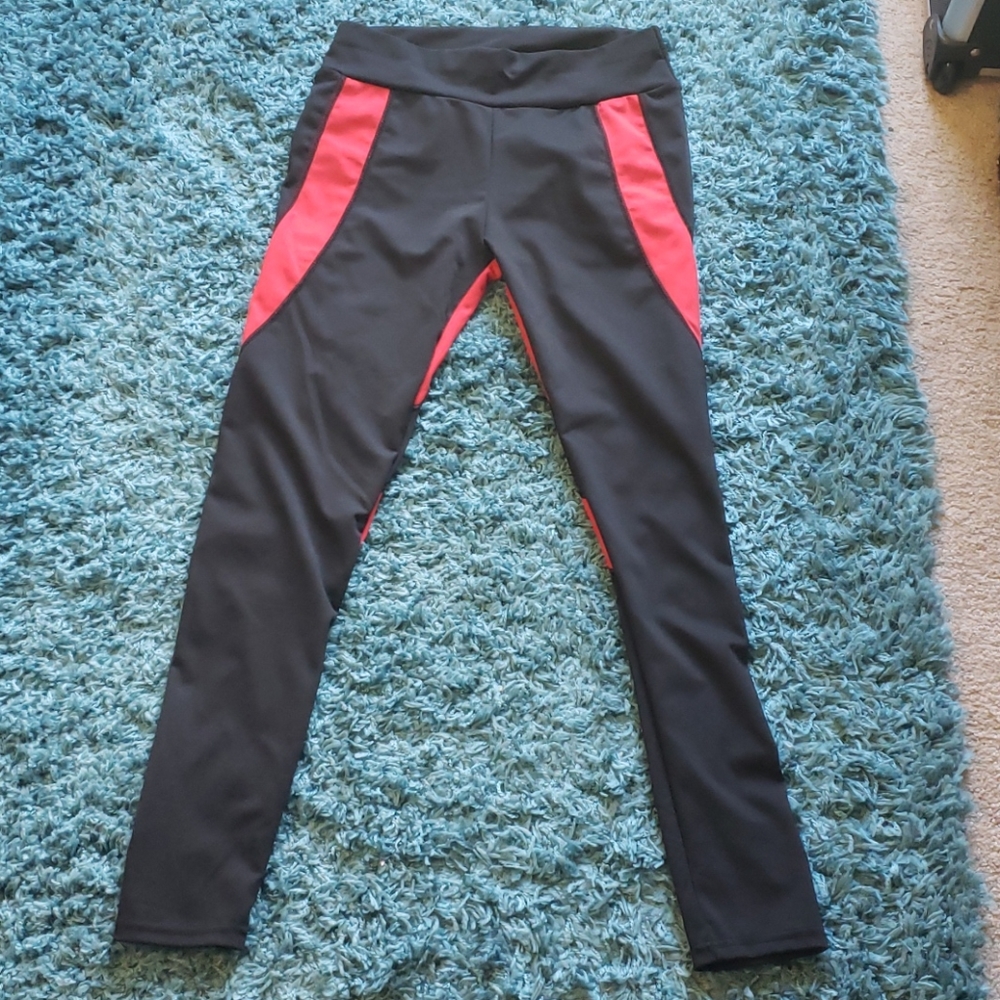 Black Red Heart Design Leggings Workout Pants